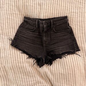 Alexander Wang Black Distressed Denim Cutoff Shorts